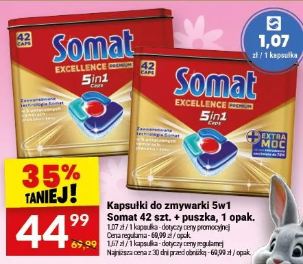 Kapsułki do zmywarki 5w1 Somat 42 szt. + puszka, 1 opak. promocja w Twój Market