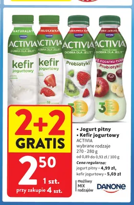 Kefir jogurtowy truskawka Activia promocja w Intermarche