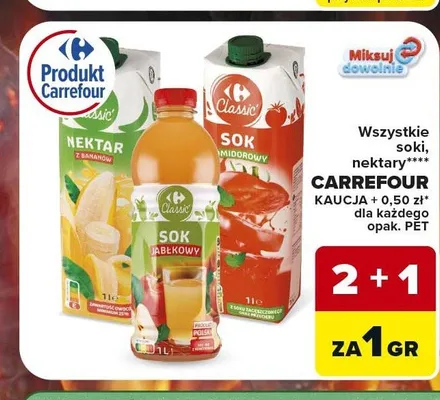 Soki i nektary Carrefour Classic promocja w Carrefour Market