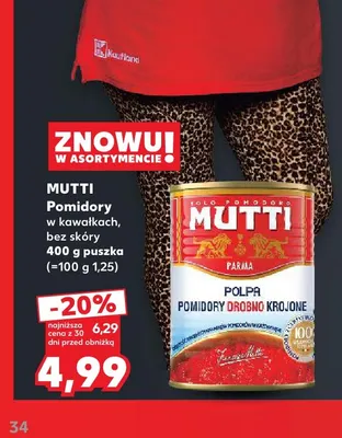 Pomidory w kawałkach bez skóry Mutti promocja w Kaufland