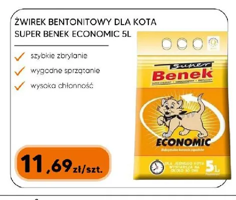 Żwirek bentonitowy dla kota Super Benek Economic promocja w HIPPER.pl