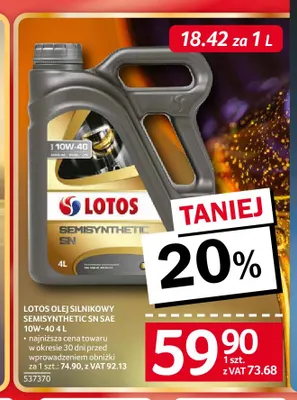 Olej silnikowy Semisynthetic Sn Sae 10W-40 Lotos promocja w Selgros