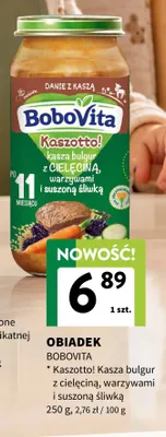 Obiadek BoboVita kaszotto! kasza bulgur z cielęciną, warzywami i suszoną śliwką promocja w Intermarche