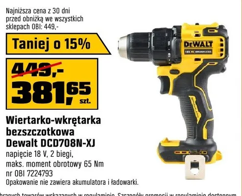 Wiertarko-wkrętarka bezszczotkowa promocja w OBI