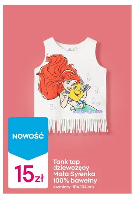 Tank top dziewczęcy Mała Syrenka Disney promocja w Pepco