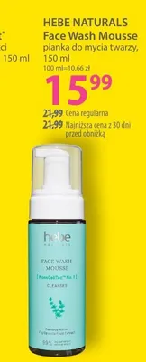 Pianka do mycia HEBE NATURALS Face Wash Mousse pianka do mycia twarzy promocja w Hebe