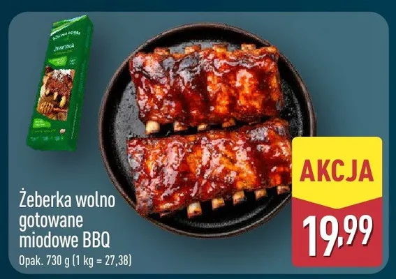 Żeberka wolno gotowane miodowe BBQ promocja w Aldi