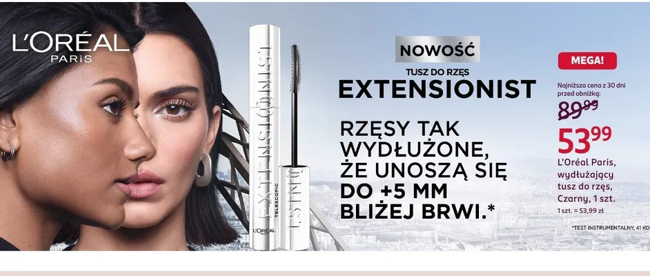Tusz do rzęs wydłużający L'Oréal Paris czarny promocja w Rossmann