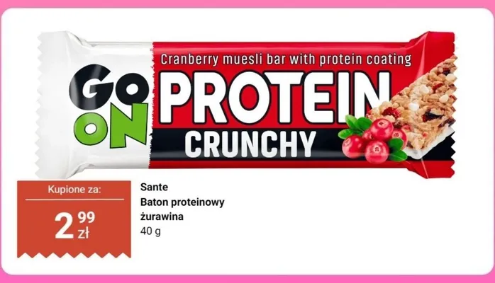 Baton proteinowy żurawina Sante promocja w Dino