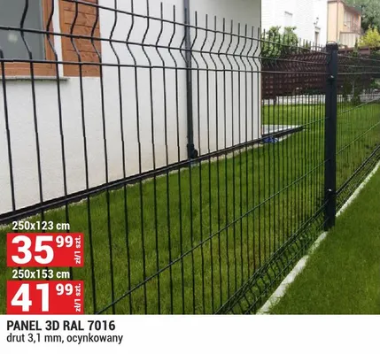 Panel 3D RAL 7016 drut 3,1 mm, ocynkowany 250x153 cm promocja w Merkury Market