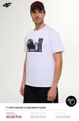 T-shirt relaxed z nadrukiem męski 4F promocja w 4F