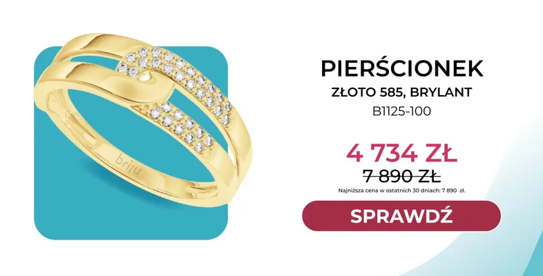 Pierścionek złoto 585 brylant B1125-100 Briju promocja w Briju