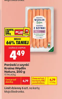 Parówki z szynki Kraina Wędlin Nature promocja w Biedronka