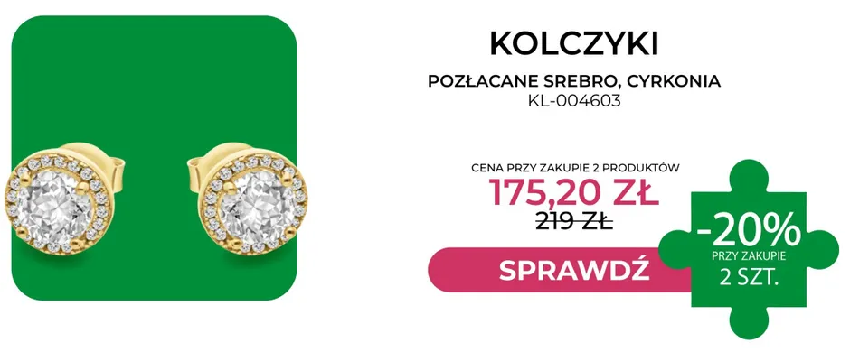 Kolczyki pozłacane srebro cyrkonia Briju KL-004603 promocja w Briju