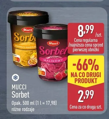 Sorbet mango-marakuja Mucci promocja w Aldi