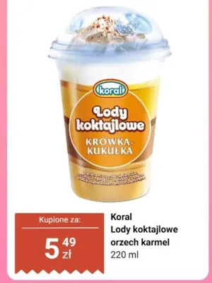 Lody koktajlowe orzech karmel Koral promocja w Dino