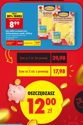 Ser żółty w plastrach Gouda Włoszczowa promocja w Biedronka