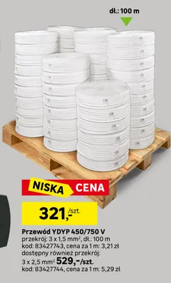 Przewód Ydyp 3x1,5mm² 100 m promocja w Leroy Merlin