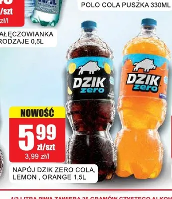 Napój Dzik Zero Cola promocja w Bingo