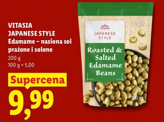 Edamame - nasiona soi prażone i solone Vitasia Japanese Style promocja w Lidl