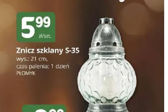 Znicz szklany S-35 Płomyk promocja w Marketvita