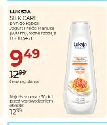 Płyn do kąpieli Jogurt i Miód Manuka Luksja Silk Care promocja w Drogerie Jawa