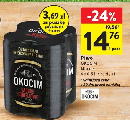 Piwo Okocim Mocne 4x0,5l promocja w Intermarche