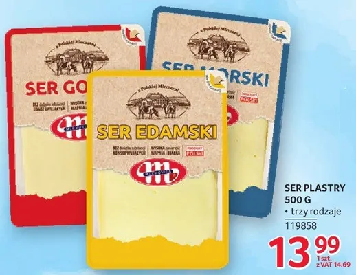 Ser plastry Mlekovita 500g trzy rodzaje promocja w Selgros