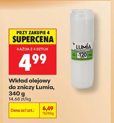 Wkład olejowy do zniczy Lumia promocja w Biedronka