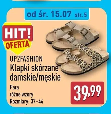 Klapki skórzane damskie Up2Fashion promocja w Aldi