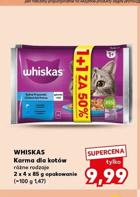 Mokra karma dla kotów Whiskas Rybne Przysmaki w galaretce 8-pak 85 g promocja w Kaufland