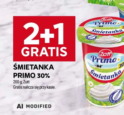 Śmietanka Primo Zott 30% promocja w Stokrotka