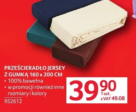 Prześcieradło jersey z gumką 160x200cm promocja w Selgros