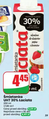 Śmietanka UHT Łaciata 30% promocja w Dino