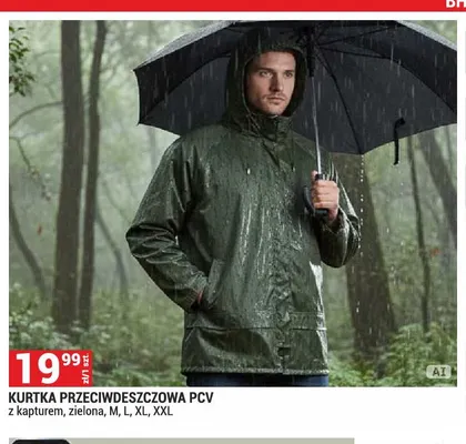 Kurtka przeciwdeszczowa PCV z kapturem zielona promocja w Merkury Market