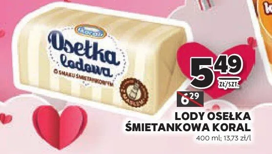 Lody Osełka śmietankowa Koral promocja w Stokrotka