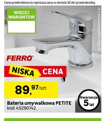 Bateria umywalkowa Ferro Petite promocja w Leroy Merlin