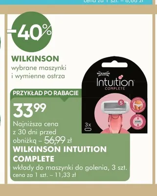 Wkłady do maszynki do golenia Wilkinson Intuition Complete promocja w Super-Pharm