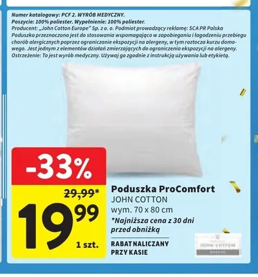 Poduszka ProComfort John Cotton 70x80 cm promocja w Intermarche