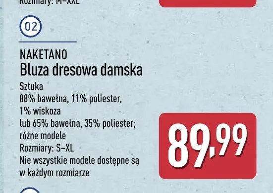 Bluza dresowa damska Naketano promocja w Aldi