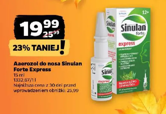 Aerozol do nosa Sinulan Forte Express promocja w Netto