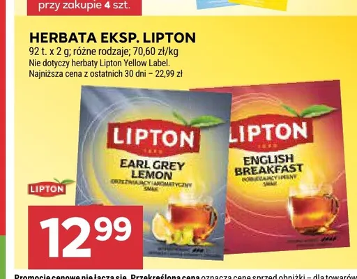 Herbata ekspresowa Lipton Earl Grey Lemon promocja w Stokrotka