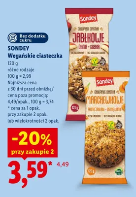 Ciasteczka wegańskie jabłkowe Sondey promocja w Lidl