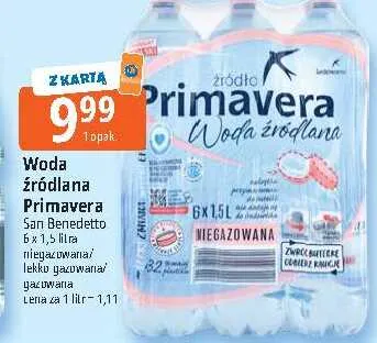Woda źródlana niegazowana Primavera 6-pak 1,5 l promocja w Leclerc