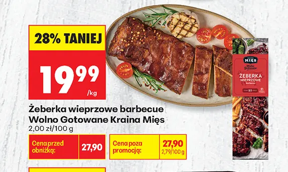 Żeberka wieprzowe barbecue Wolno Gotowane Kraina Mięs promocja w Biedronka