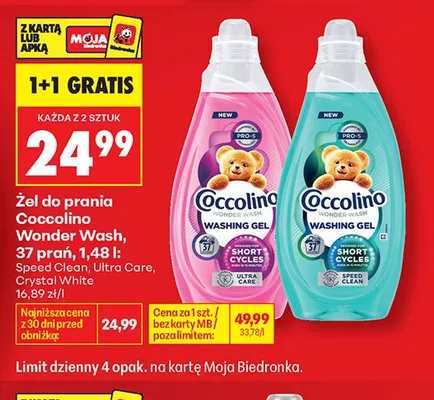 Żel do prania Coccolino Wonder Wash Crystal White promocja w Biedronka