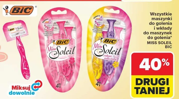 Maszynki do golenia i wkłady do maszynek do golenia Miss Soleil promocja w Carrefour