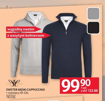 Sweter męski z wszytym kołnierzem Cappuccino promocja w Selgros