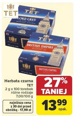 Herbata czarna Lord Grey, British Empire promocja w Carrefour Market
