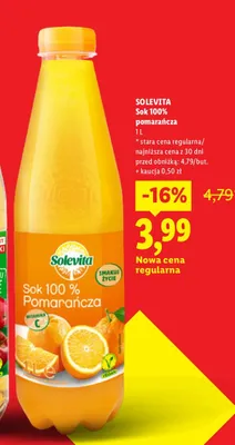Sok 100% pomarańcza Solevita promocja w Lidl